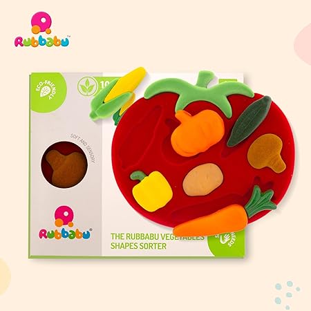 Rubbabu 3D Vegetable Shape Sorter | Educational Tomato Shaped Puzzle with 7 Bright Vegetables